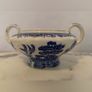 Vintage John Steventon & Sons Willow Pattern Open Sugar Bowl Staffordshire